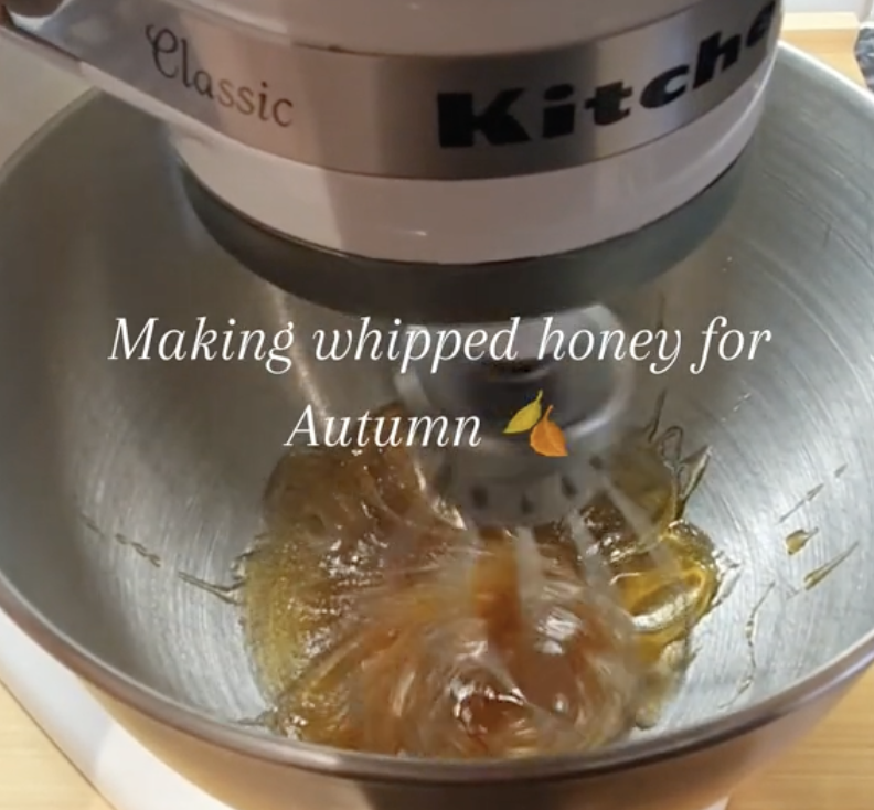 liquid honey in a stand mixer